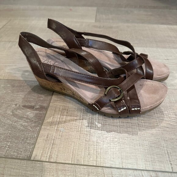 LifeStride Womens Brown Strappy Wedge Sandals 8.5M All Man-Made Materials - Picture 1 of 12